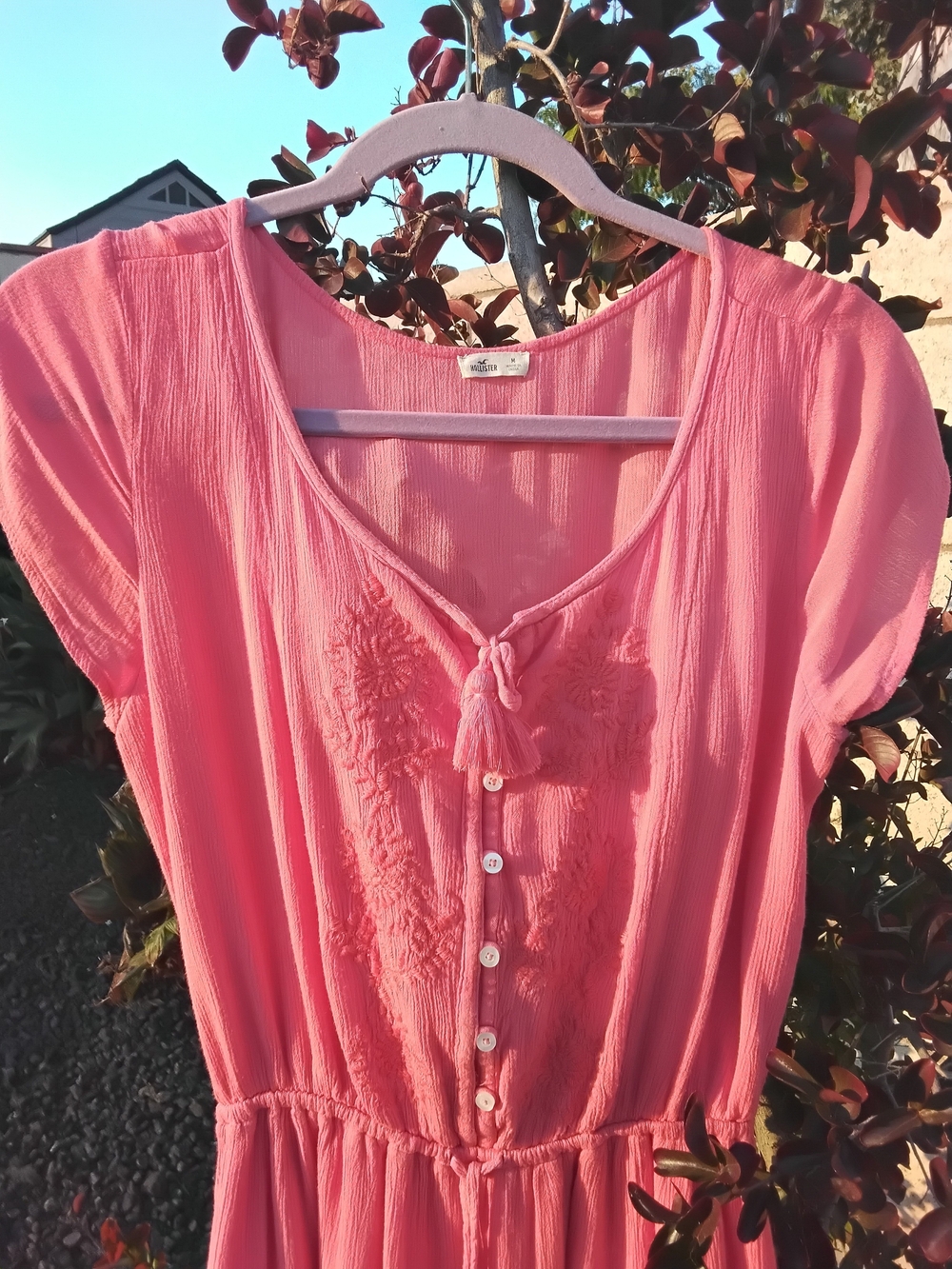 Hollister Embroiderer Mini Dress In Beautifull Coral/Salmon Shade. - Picture 2 of 7